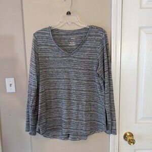 Sonoma Black & Teal Striped Sweater Sz L